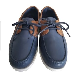 COLE HAAN Cornel 2 Eye Boat Shoes C32579 Indigo Blue/British Tan Men's  Size 8.5